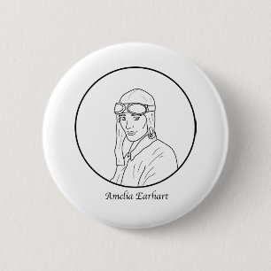 Amelia Earhart Line Portrait 6 Cm Round Badge