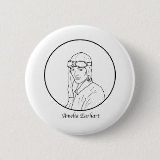 Amelia Earhart Line Portrait 6 Cm Round Badge