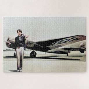 Amelia Earhart Lockheed Electra C 1937 Colourized  Jigsaw Puzzle