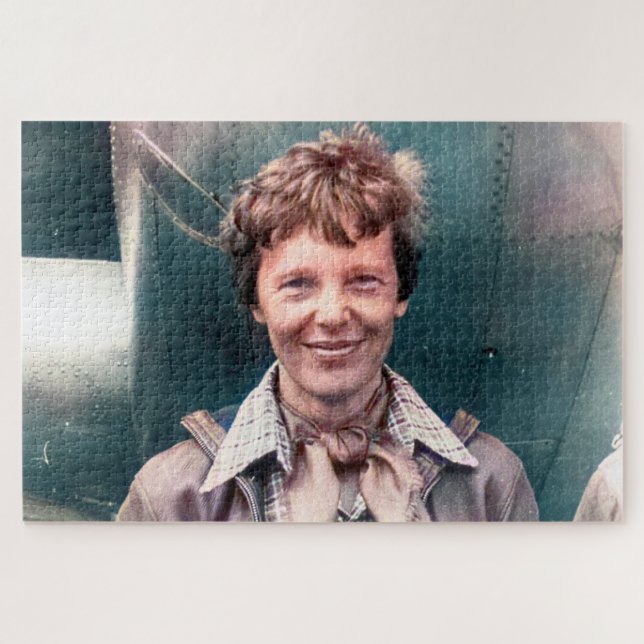 Amelia Earhart Lockheed Electra C 1937 Colourized Jigsaw Puzzle (Horizontal)