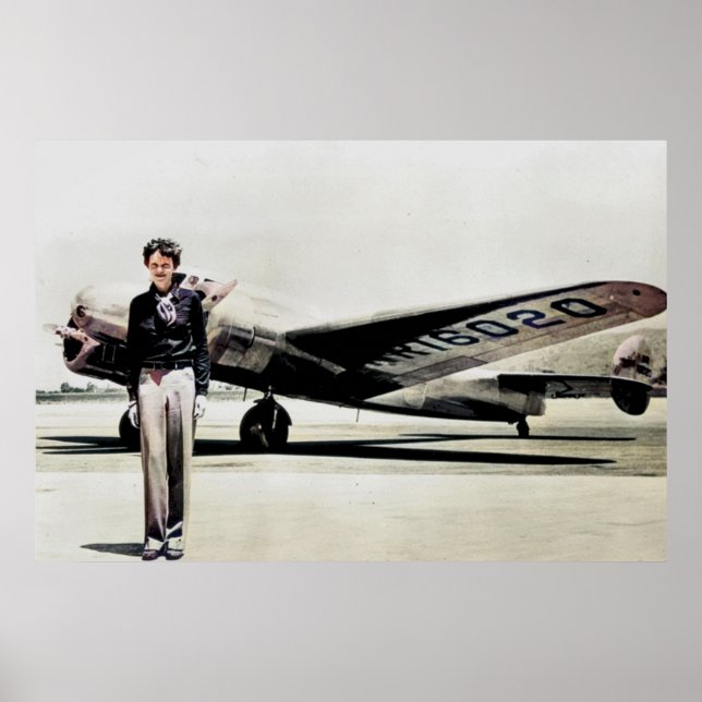 Amelia Earhart Lockheed Electra C 1937 Colourized  Poster (Front)
