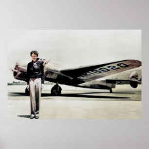 Amelia Earhart Lockheed Electra C 1937 Colourized Poster