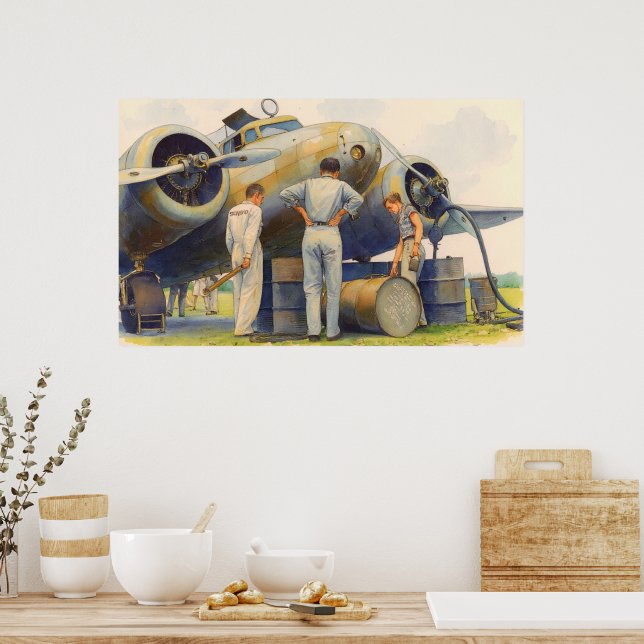 Amelia Earhart Lockheed Model 10 Electra 1937  Poster (Kitchen)