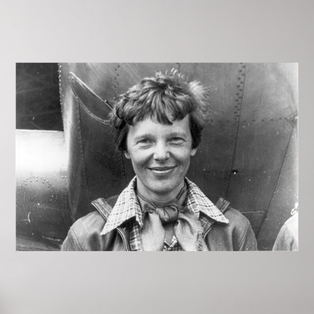 Amelia Earhart Photograph and Her Lockheed Electra Poster (Front)
