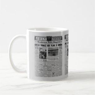 Amelia Earhart Vintage Newspaper Story Coffee Mug