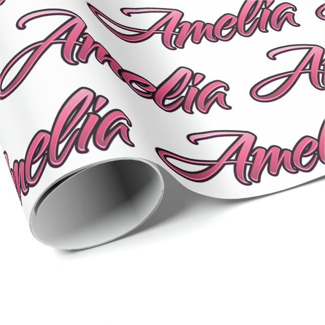 Amelia faded pink personalized gift paper (Roll Corner)