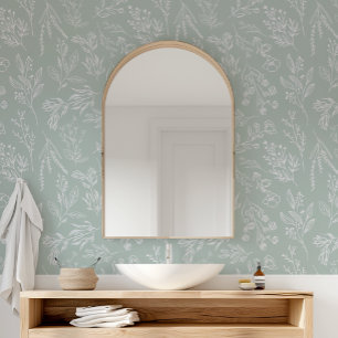 AMELIA Floral Boho Botanical Flower Sage Green Wallpaper