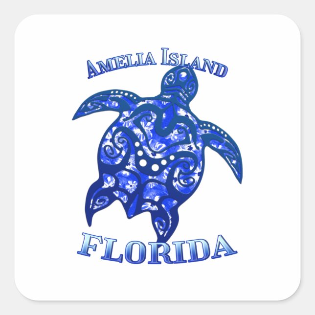Amelia Florida Vacation Tribal Turtle Square Sticker (Front)