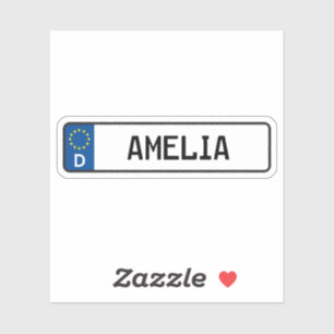 Amelia German Car License Plate