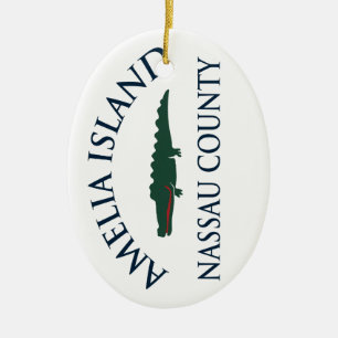 Amelia Island - Alligator Design. Ceramic Ornament