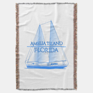 Amelia Island Coastal Nautical Sailing Sailor Throw Blanket
