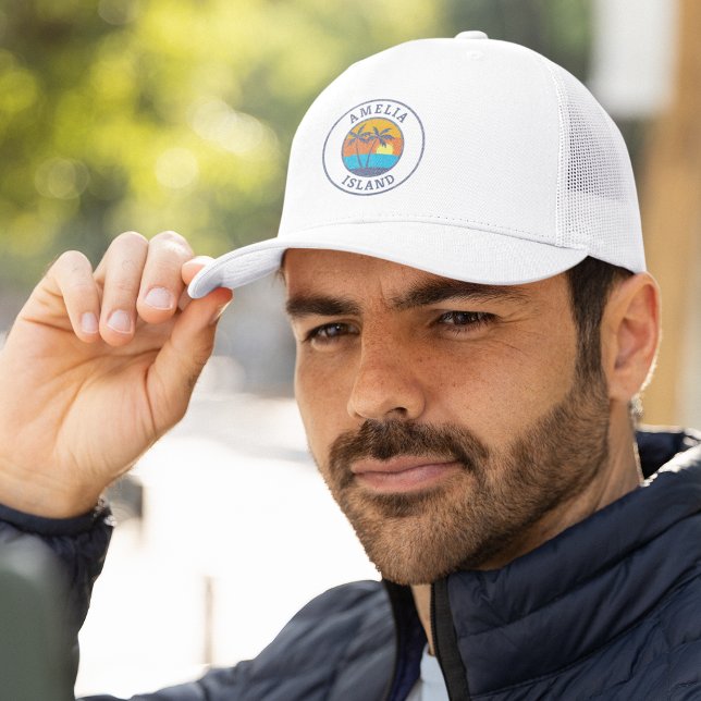 Amelia Island, Florida Faded Classic Style Trucker Hat (Creator Uploaded)