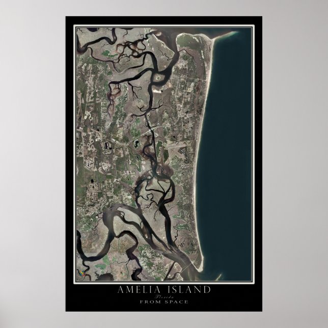 Amelia Island Florida From Space Satellite Map Poster (Front)