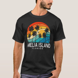 Amelia Island Florida Palm Tree Tropical Beach Sou T-Shirt