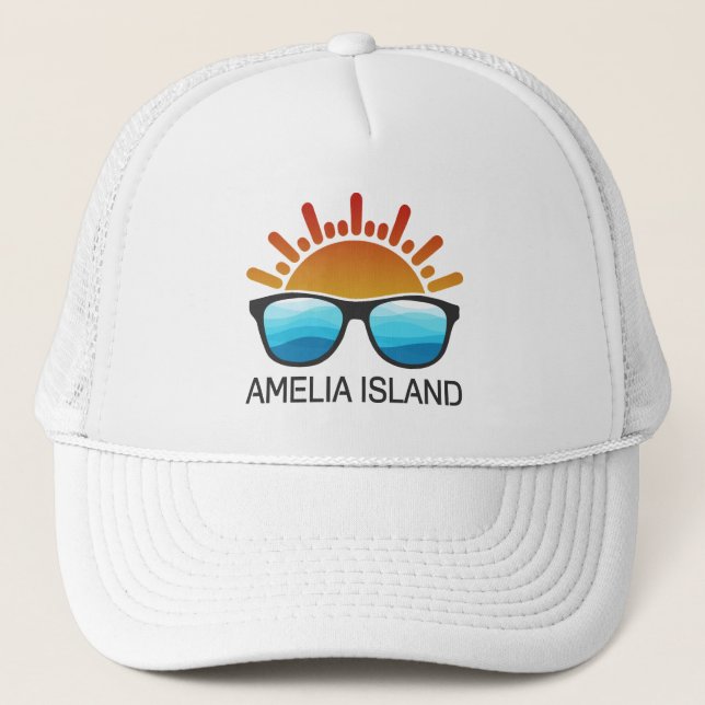 Amelia Island Florida Sunglasses Trucker Hat (Front)