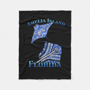Amelia Island Florida Vacation Tribal Stingray Fleece Blanket