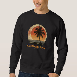 Amelia Island Florida Vintage Beach Vacation Palm Sweatshirt