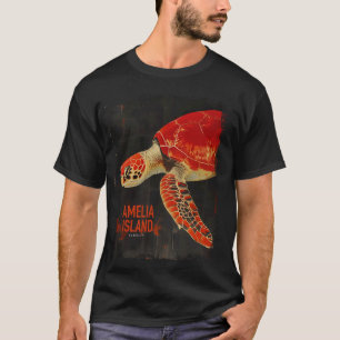 Amelia Island Florida Vintage Sea Turtle Beach Vac T-Shirt