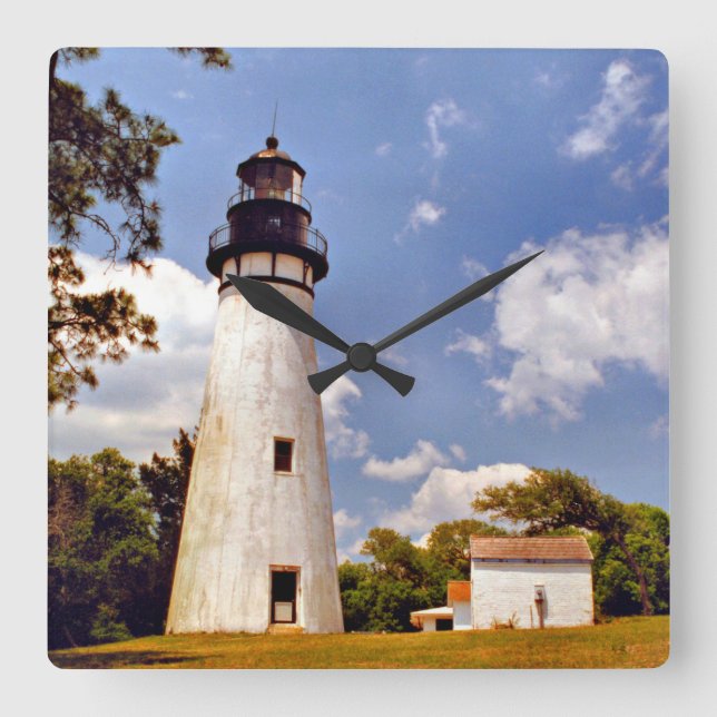 Amelia Island Lighthouse Florida Square Wall Clock (Front)