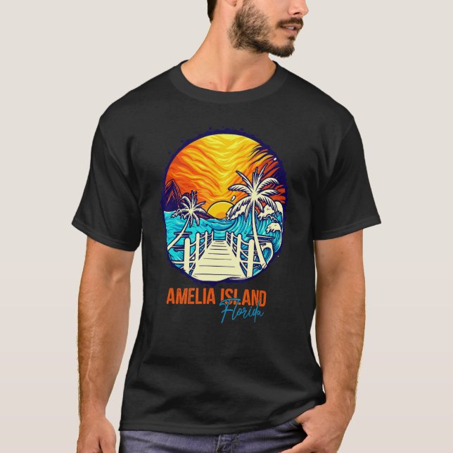 Amelia Island Sunset Matching Vacation Friends Fam T-Shirt (Front)