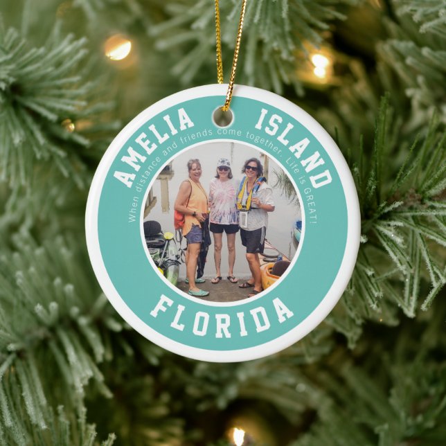 Amelia Island Vacation Christmas Ceramic Ornament (Tree)