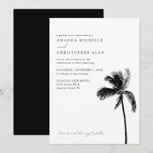 Amelia Island Wedding Florida Black & White Invitation