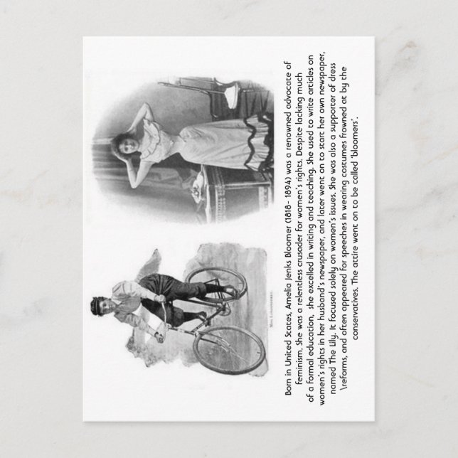 Amelia Jenks Bloomer Postcard (Front)