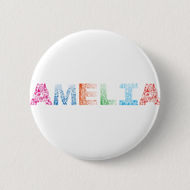 Amelia Letter Name 6 Cm Round Badge (Front)