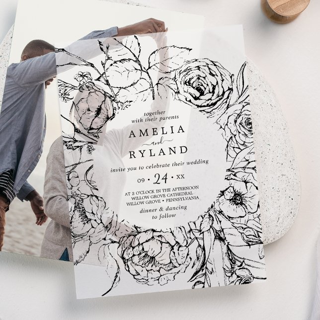 AMELIA Modern Elegant Botanical Floral Wedding Vellum Invitations (AMELIA Modern Elegant Botanical Floral Wedding Vellum Invitations)