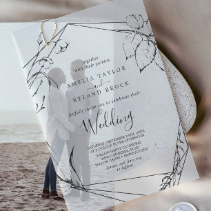 AMELIA Modern Rustic Boho Elegant Floral Wedding Vellum Invitations