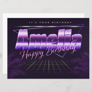 Amelia Name First name pura retro card Birthday