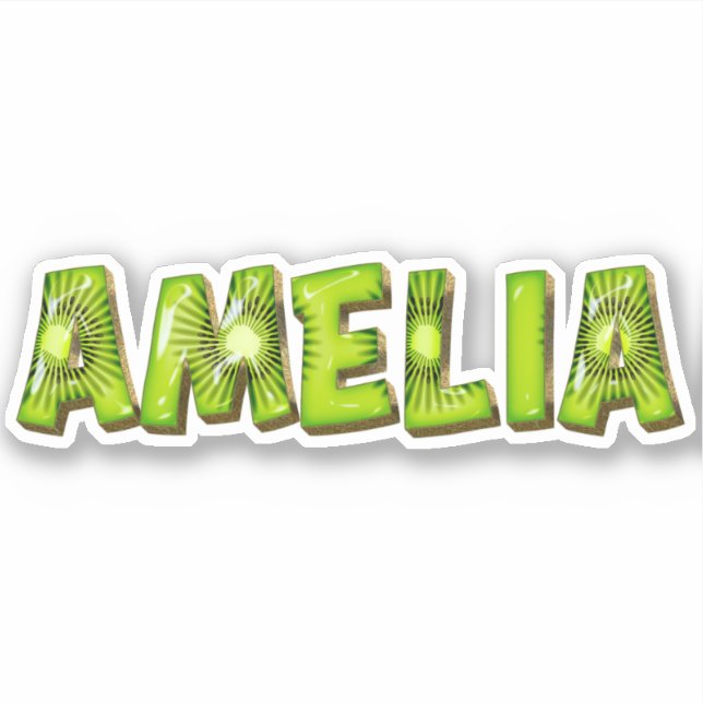 Amelia Name Kiwi Design Decal Sticker (Front)