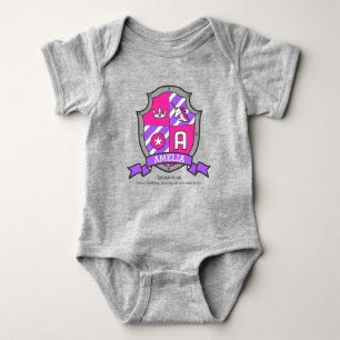 Amelia name meaning unicorn princess letter A Baby Bodysuit