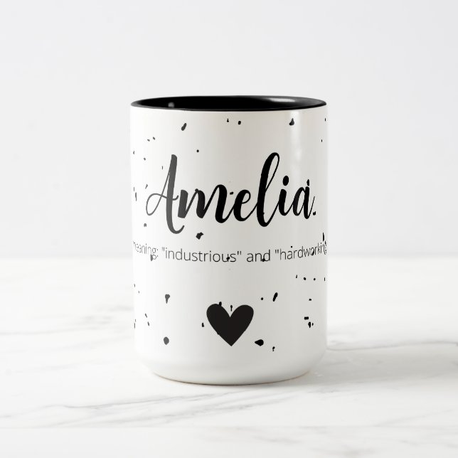 Amelia Name Reveal Meaning Minimal Modern Mug Gift (Center)