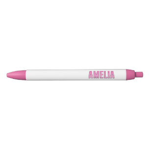 Amelia pink name T-Shirt Black Ink Pen