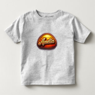 Amelia Retro Sunset Personalized Name Design Toddler T-Shirt