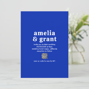 Amelia Royal Blue Modern Wedding Invitation