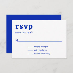 Amelia Royal Blue Modern Wedding RSVP Card