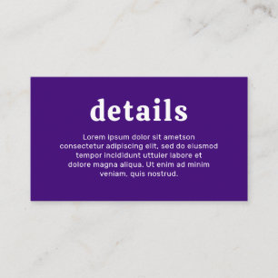 Amelia Royal Purple Modern Wedding Enclosure Card