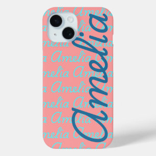 Amelia Signature Name Pattern Design iPhone 15 Case