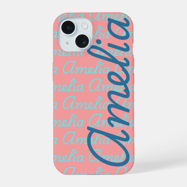 Amelia Signature Name Pattern Design  iPhone 15 Case (Back)