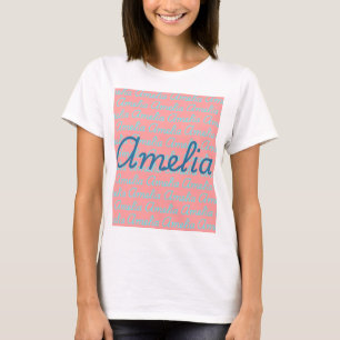 Amelia Signature Name Pattern Design T-Shirt