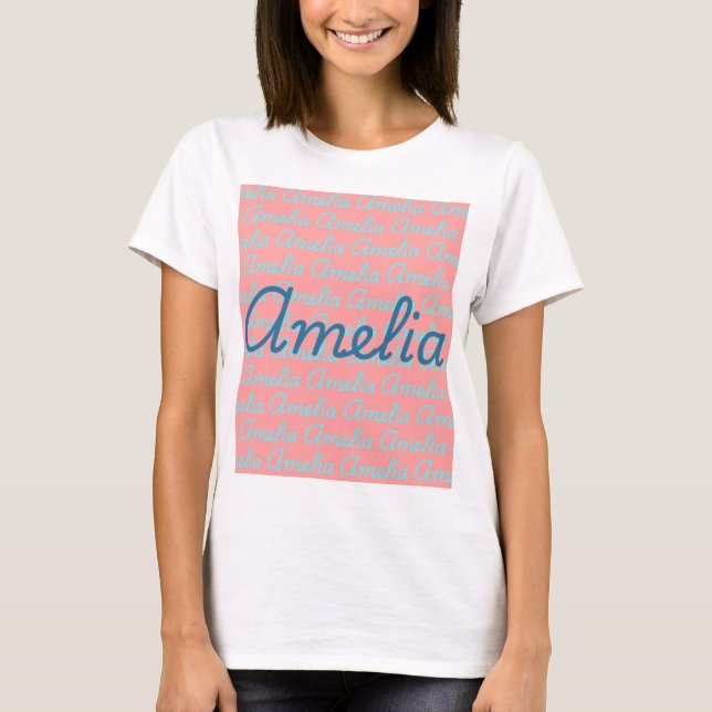 Amelia Signature Name Pattern Design  T-Shirt (Front)