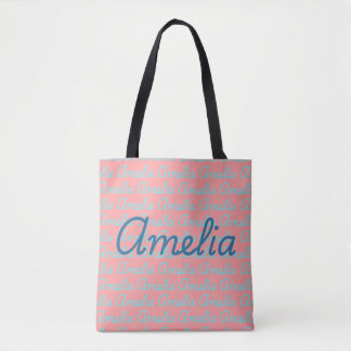 Amelia Signature Name Pattern Design  Tote Bag