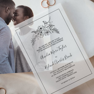 AMELIA Traditional Floral Modern Vintage Wedding Vellum Invitations