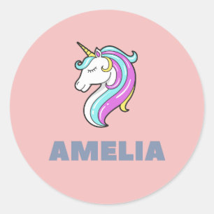 Amelia Unicorn Tote Bag  Classic Round Sticker