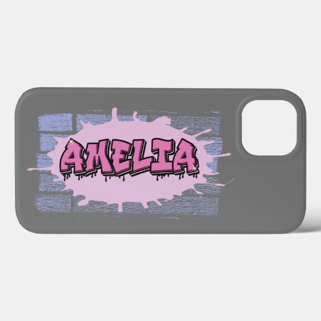 AMELIA Your Name Girls Pink Graffiti Hip Hop Case-Mate iPhone Case (Back (Horizontal))