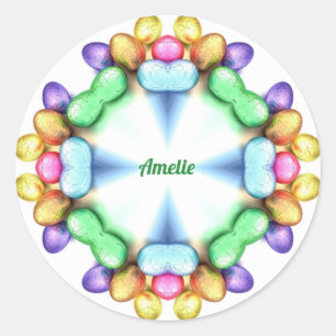 AMELIE ~ EASTER WOW! Pretty Eggs Easter Giving ~ Classic Round Sticker