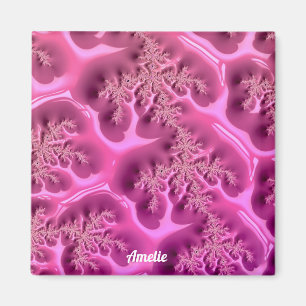 AMELIE ~ Personalised Fractal ~ Pink Waffle Magnet