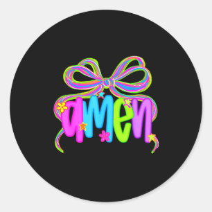 Amen Coquette Bow Jesus Bible Christian Faith Reli Classic Round Sticker